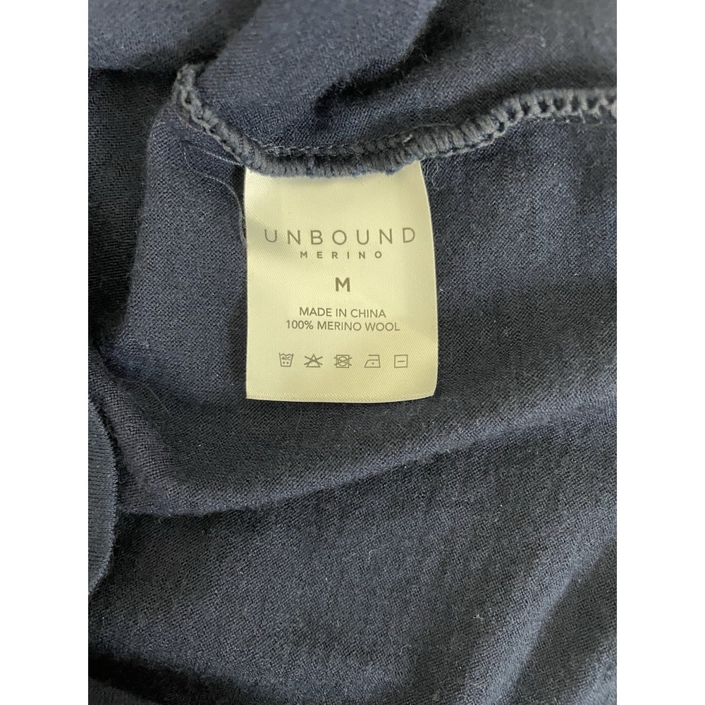 Unbound Merino Wool Shirt Mens Medium M Crew Blue Long Sleeve - Picture 4 of 9